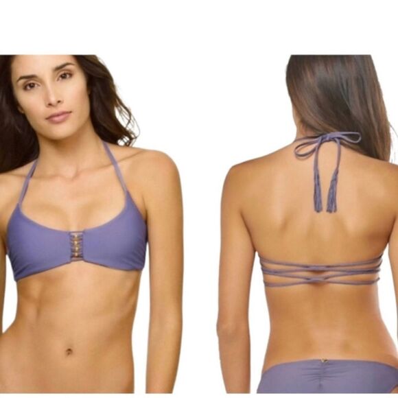 NWT PILYQ Bermuda Zen Halter Palm Swim Top- Size D Cup - Picture 7 of 7